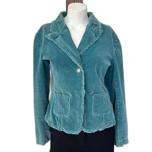 Teal WET SEAL Raw Hem Corduroy One Button Blazer